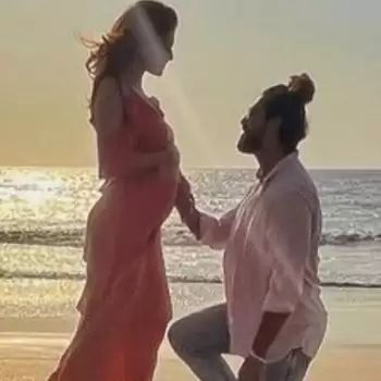 Kishwar Merchant shared a photo with Baby Bump
