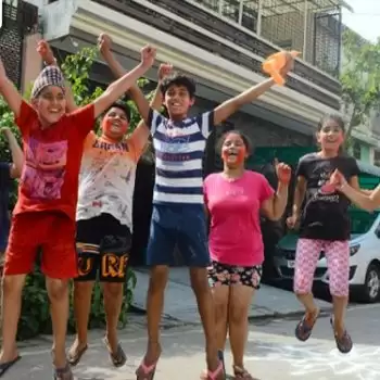 Children celebrate the festival of colours with enthusiasm and joyously celebrate it.