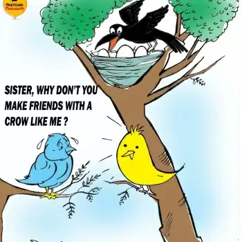 Sketched Thoughts -Sister why don’t you make friends with a crow like me !!