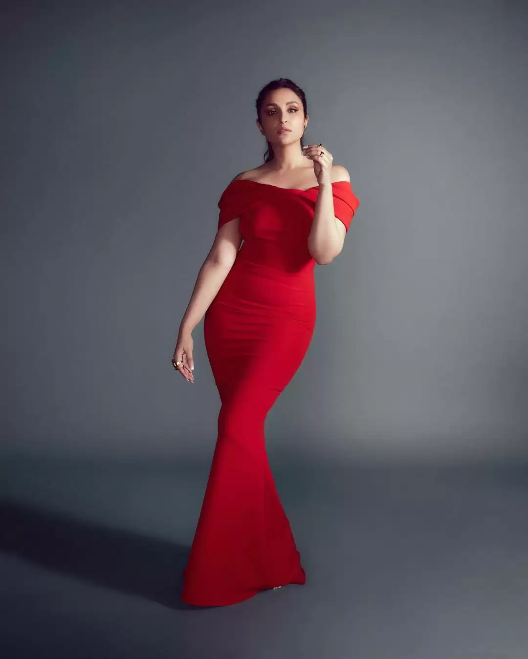 Parineeti Chopra look ultra hot in red off shoulder dress
