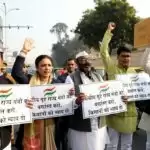 Samajwadi Party and Congress Members Protest Outside UP Vidhan Sabha