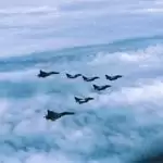 Rafale fleet welcomed by INS Kolkata on entering Indian border
