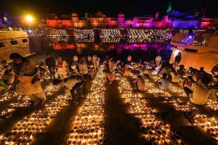 17 lakh earthen lamps light up Saryu river banks in Ayodhya
