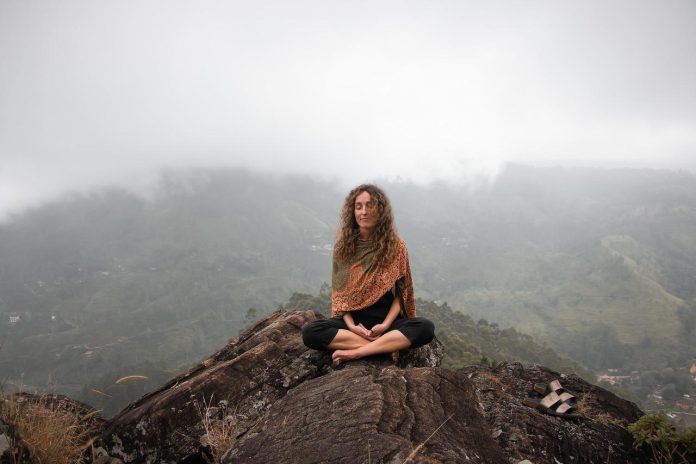 woman on a mountain