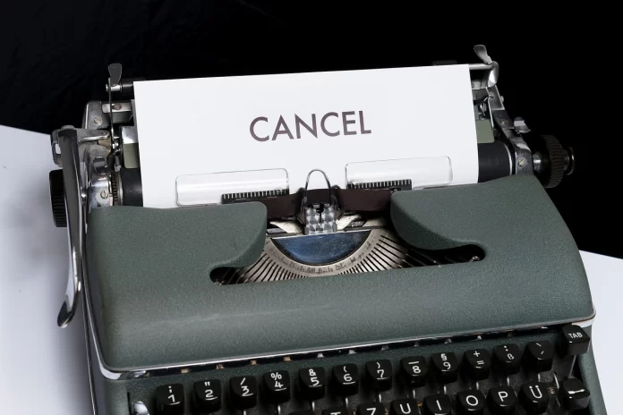 typewriter mentioning cancel