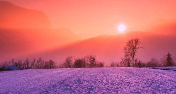 sunrise in winter