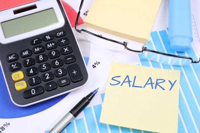 salary note with calculator