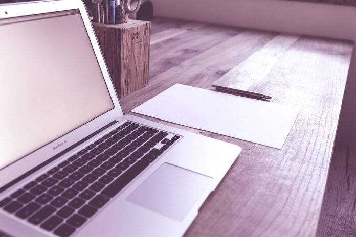 laptop on table